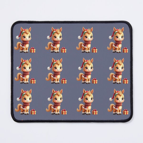 Item preview, Cute cartoon fire horse in Santa's hat designed and sold by SeaSoulArt.