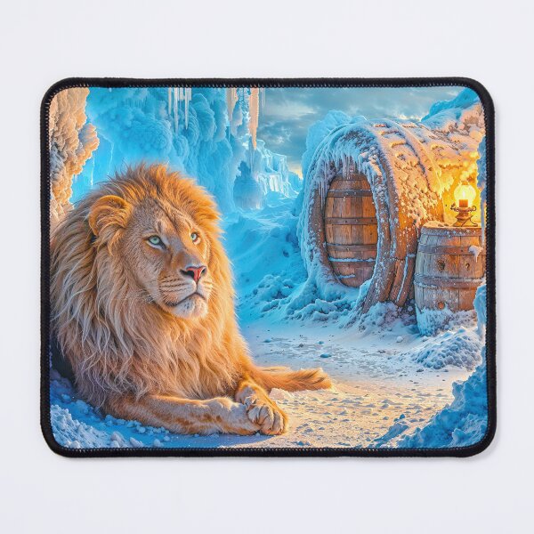 Item preview, Lion in an Ice Cave guarding a barrel by lantern light designed and sold by AngelottiCR.