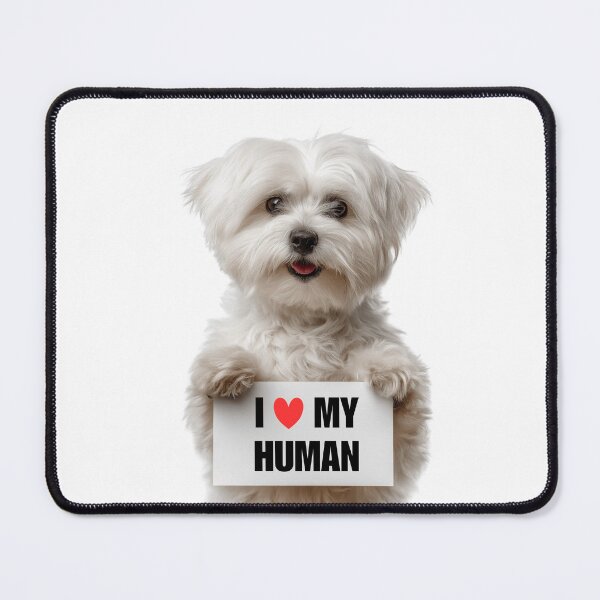 Item preview, Cute Maltese dog with Signboard I love my Human designed and sold by LazyOwlStore.