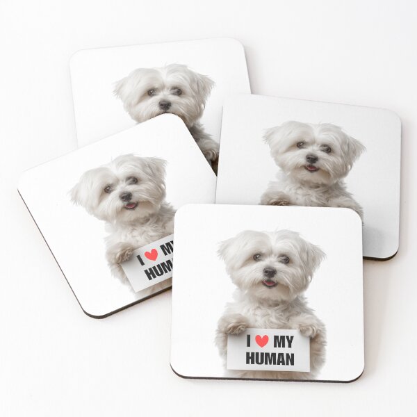 Item preview, Cute Maltese dog with Signboard I love my Human  designed and sold by LazyOwlStore.