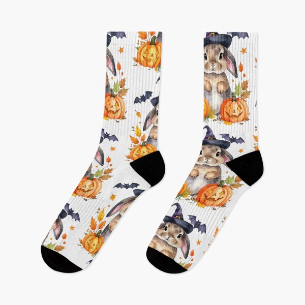 Item preview, Brown Halloween bunny with witch hat, pumpkins and bats designed and sold by LiskoDesign.