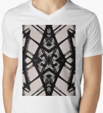 Art Deco Iron Bridge Black and Grey Men's V-Neck T-Shirt