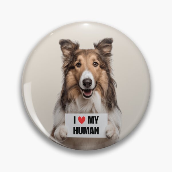 Item preview, Cute Collie dog with Signboard I love my Human  designed and sold by LazyOwlStore.
