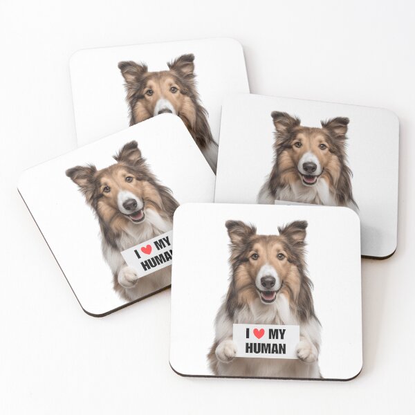 Item preview, Cute Collie dog with Signboard I love my Human  designed and sold by LazyOwlStore.