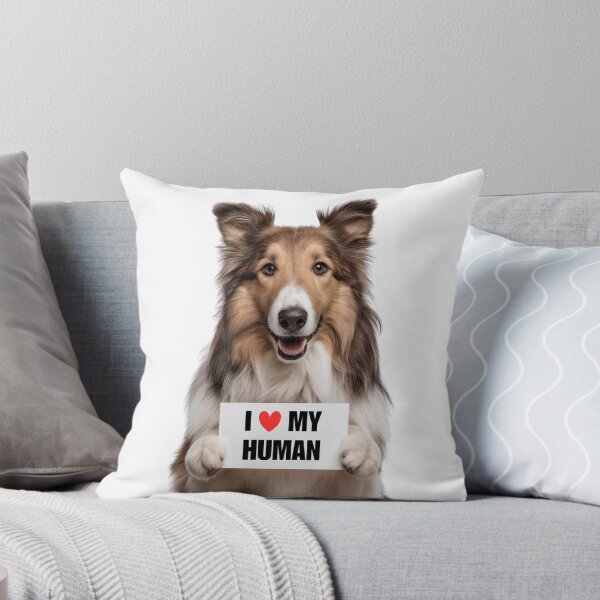 Item preview, Cute Collie dog with Signboard I love my Human  designed and sold by LazyOwlStore.