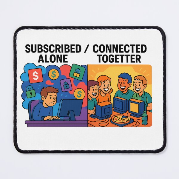 Item preview, Funny Retro Gaming LAN Party vs Subscriptions  designed and sold by Not-Only-You.