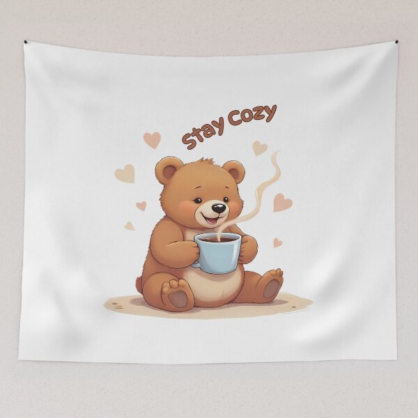Item preview, Stay Cozy Cute Bear Autumn Coffee Design designed and sold by Pixel--Threads.