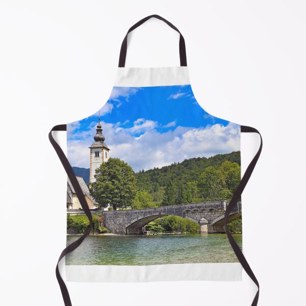 Item preview, Old stone bridge and church,Ribcev Laz,Bohinj Lake landscape, Slovenia designed and sold by goceris.