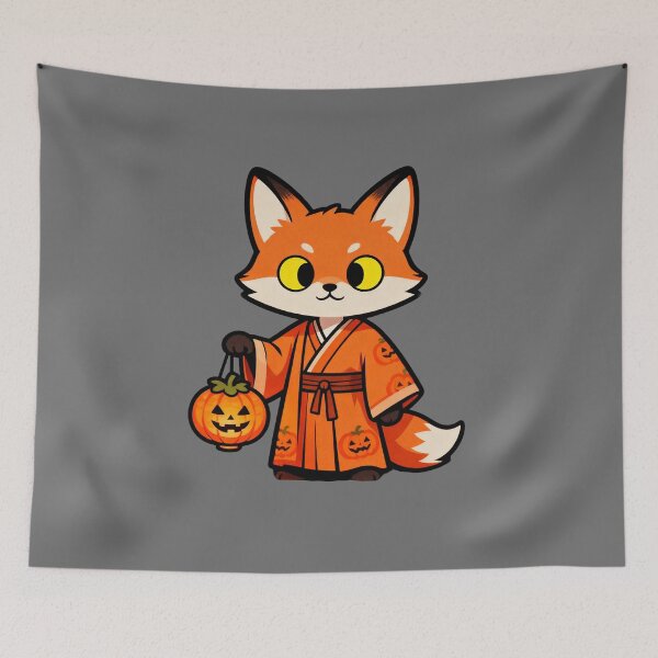 Item preview, Fox in Hanfu with Pumpkin Lantern designed and sold by LuckCraftStudio.