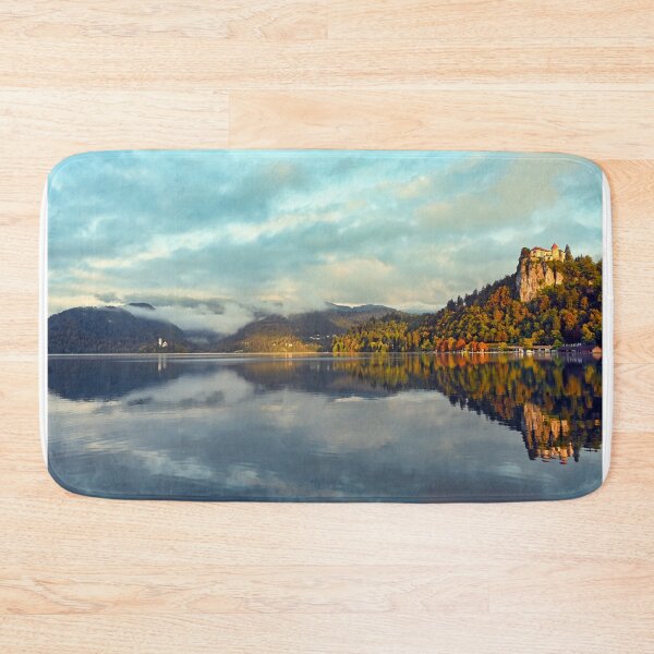 Item preview, Lake Bled with Bled Castle and Pilgrimage Church of the Assumption of Maria, Slovenia designed and sold by goceris.