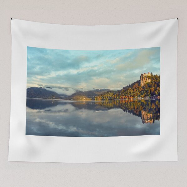 Item preview, Lake Bled with Bled Castle and Pilgrimage Church of the Assumption of Maria, Slovenia designed and sold by goceris.