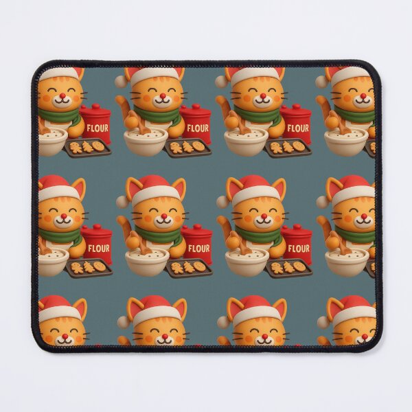 Item preview, Christmas Baking Cat. Chat pâtissier de Noël designed and sold by Drawingshirts.