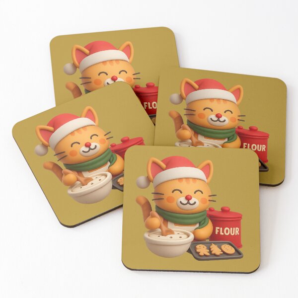 Item preview, Christmas Baking Cat. Chat pâtissier de Noël designed and sold by Drawingshirts.