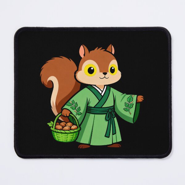 Item preview, Squirrel in Green Robe with Nut Basket designed and sold by LuckCraftStudio.