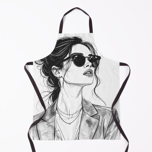 Item preview, Young woman with sunglasses long hair pencil drawing messy braid designed and sold by LiskoDesign.