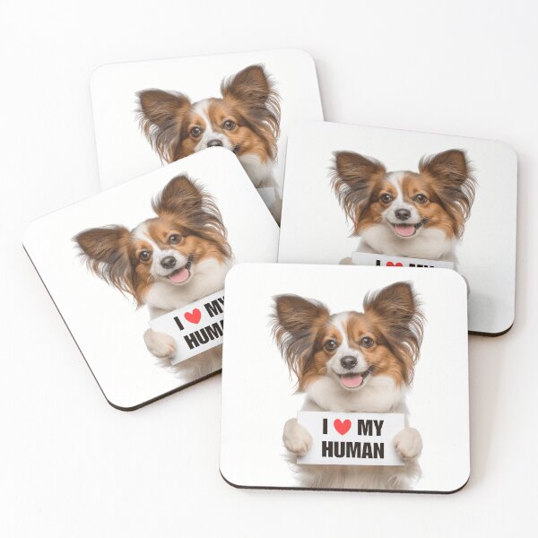 Item preview, Cute Papillion dog with Signboard I love my Human  designed and sold by LazyOwlStore.