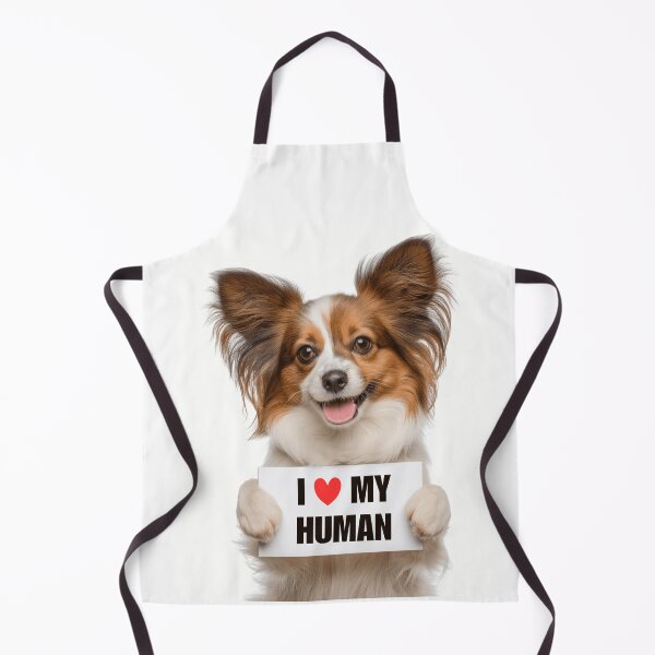 Item preview, Cute Papillion dog with Signboard I love my Human designed and sold by LazyOwlStore.