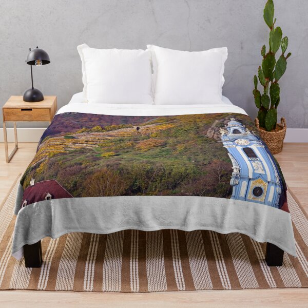 Item preview, Church clock tower and vineyard in background, Durnstein, Wachau Valley, Austria,autumn season designed and sold by goceris.