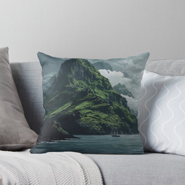 Item preview, Aleutian Islands Alaska Vintage Travel Art | Volcanic Island Landscape Illustration designed and sold by TuncGK.