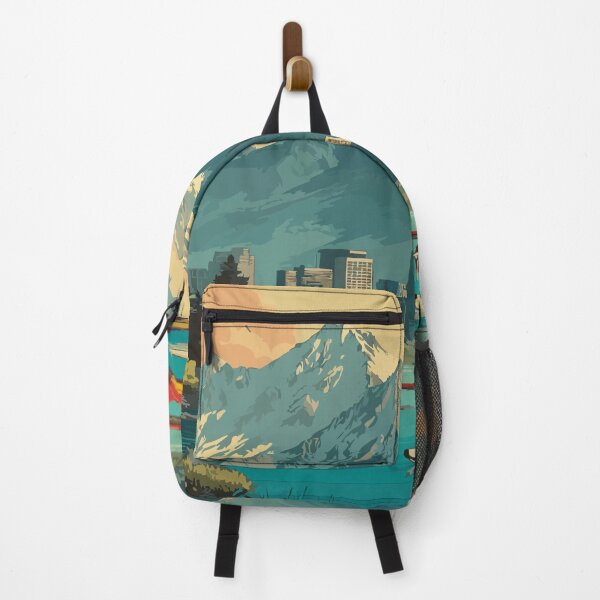 Item preview, Anchorage Alaska Retro Travel Design | Cityscape with Seaplane and Mountains Art designed and sold by TuncGK.