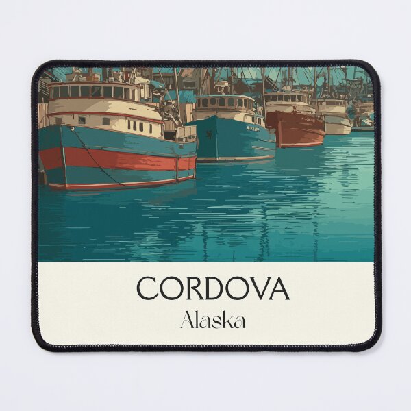 Item preview, Cordova Alaska Vintage Travel Art | Commercial Fishing Harbor Design designed and sold by TuncGK.