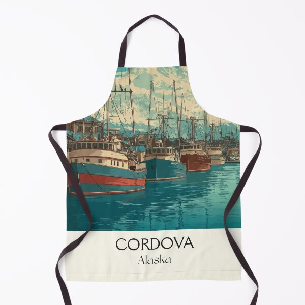 Item preview, Cordova Alaska Vintage Travel Art | Commercial Fishing Harbor Design designed and sold by TuncGK.