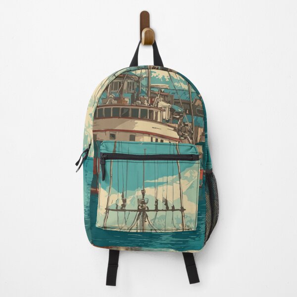 Item preview, Cordova Alaska Vintage Travel Art | Commercial Fishing Harbor Design designed and sold by TuncGK.