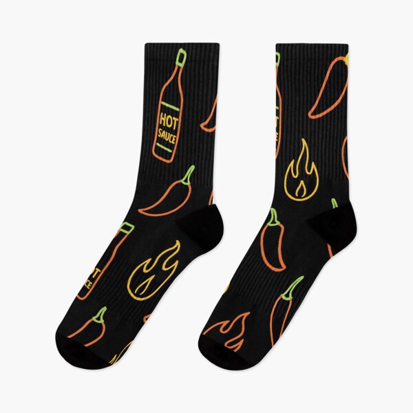 Item preview, Hot Sauce and Pepper Pattern Neon designed and sold by ThoughtsInTheOpen.