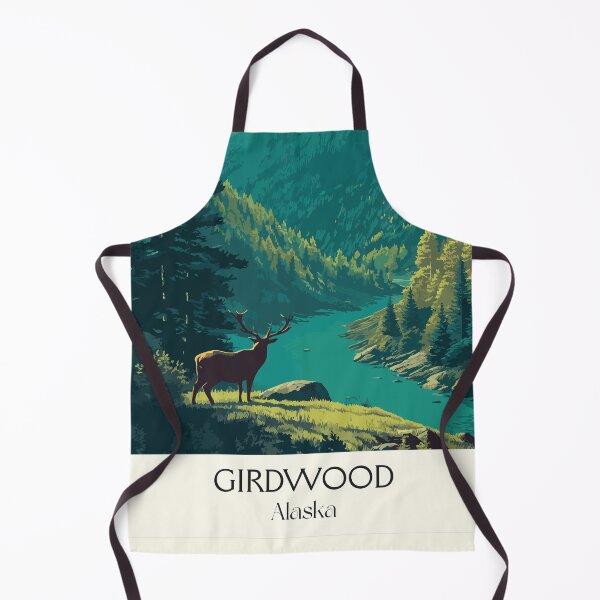 Item preview, Girdwood Alaska Retro Travel Design | Mountain Valley and Wildlife Art designed and sold by TuncGK.