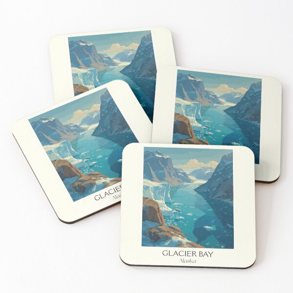 Item preview, Glacier Bay Alaska Vintage Travel Art | Tidewater Glacier National Park Illustration designed and sold by TuncGK.