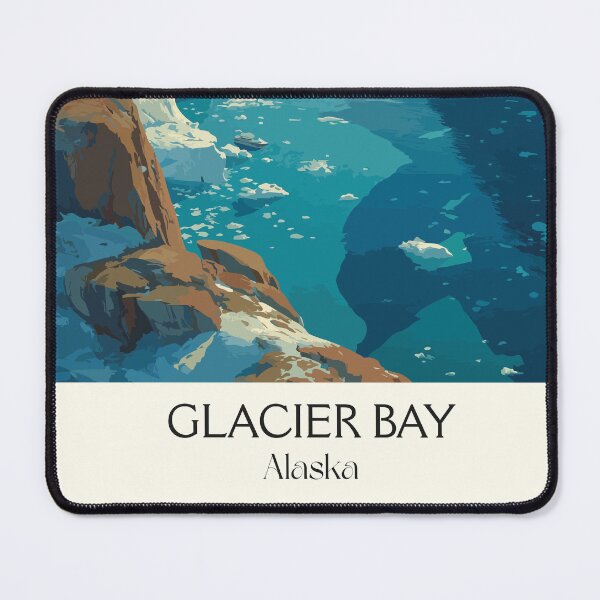 Item preview, Glacier Bay Alaska Vintage Travel Art | Tidewater Glacier National Park Illustration designed and sold by TuncGK.