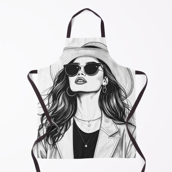 Item preview, Young woman with hat, sunglasses long hair pencil drawing designed and sold by LiskoDesign.