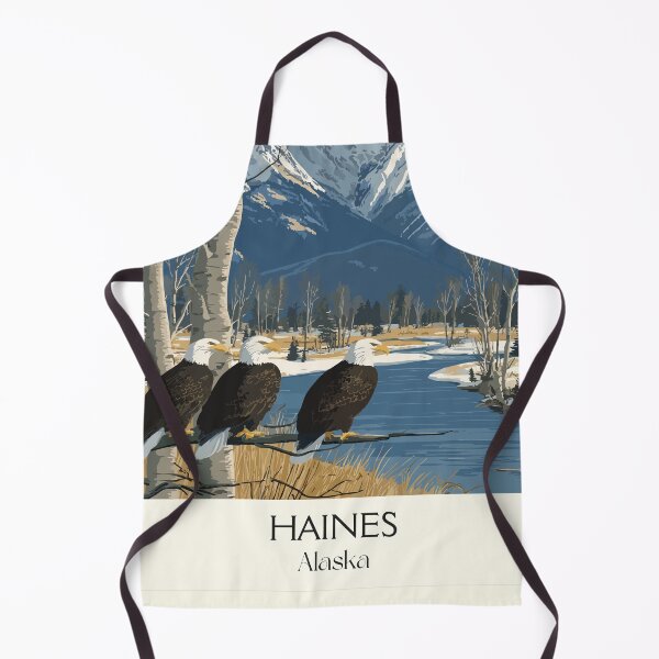 Item preview, Haines Alaska Retro Travel Art | Bald Eagles and Chilkat River Design designed and sold by TuncGK.
