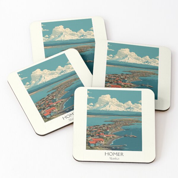 Item preview, Homer Alaska Vintage Travel Art | Kachemak Bay and Homer Spit Illustration designed and sold by TuncGK.