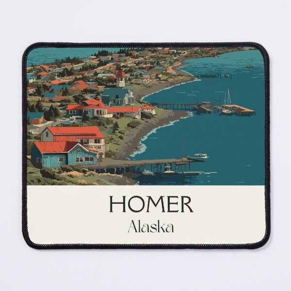 Item preview, Homer Alaska Vintage Travel Art | Kachemak Bay and Homer Spit Illustration designed and sold by TuncGK.