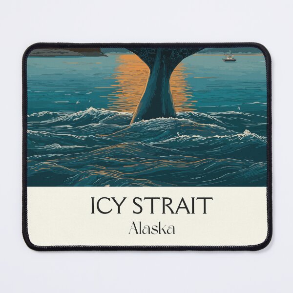 Item preview, Icy Strait Alaska Vintage Travel Design | Humpback Whale and Mountains Art designed and sold by TuncGK.