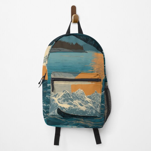 Item preview, Icy Strait Alaska Vintage Travel Design | Humpback Whale and Mountains Art designed and sold by TuncGK.