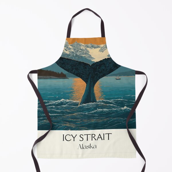 Item preview, Icy Strait Alaska Vintage Travel Design | Humpback Whale and Mountains Art designed and sold by TuncGK.