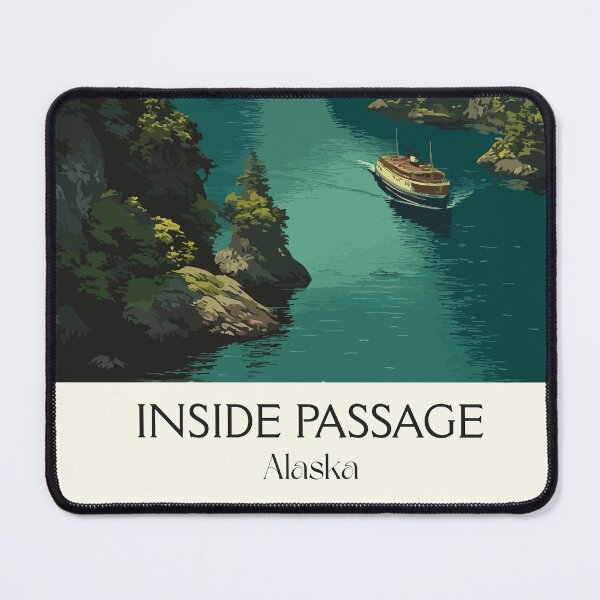 Item preview, Inside Passage Alaska Retro Travel Art | Cruise Ship and Fjord Scenery designed and sold by TuncGK.