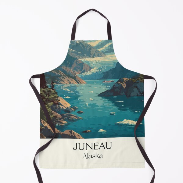 Item preview, Juneau Alaska Vintage Travel Design | Mendenhall Glacier and Cruise Ship Art designed and sold by TuncGK.