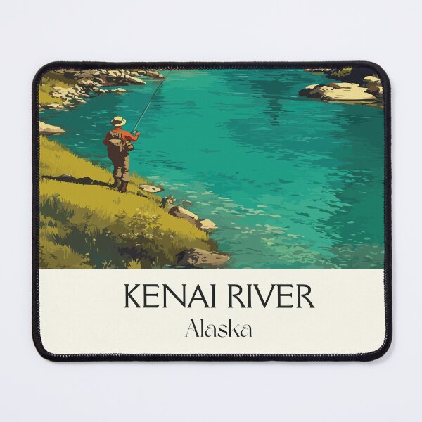 Item preview, Kenai River Alaska Vintage Travel Design | Salmon Fishing and Wilderness Art designed and sold by TuncGK.
