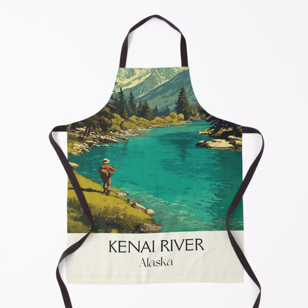 Item preview, Kenai River Alaska Vintage Travel Design | Salmon Fishing and Wilderness Art designed and sold by TuncGK.