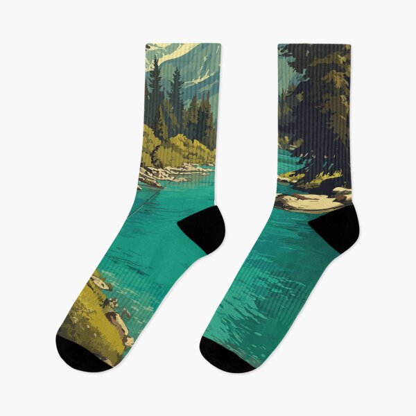 Item preview, Kenai River Alaska Vintage Travel Design | Salmon Fishing and Wilderness Art designed and sold by TuncGK.