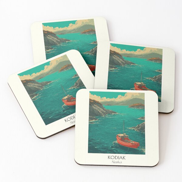 Item preview, Kodiak Alaska Vintage Travel Design | Emerald Isle Fishing Boat Illustration designed and sold by TuncGK.