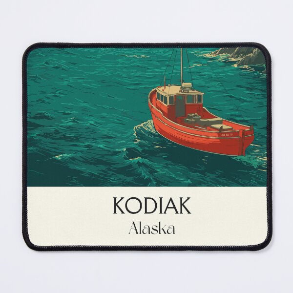 Item preview, Kodiak Alaska Vintage Travel Design | Emerald Isle Fishing Boat Illustration designed and sold by TuncGK.