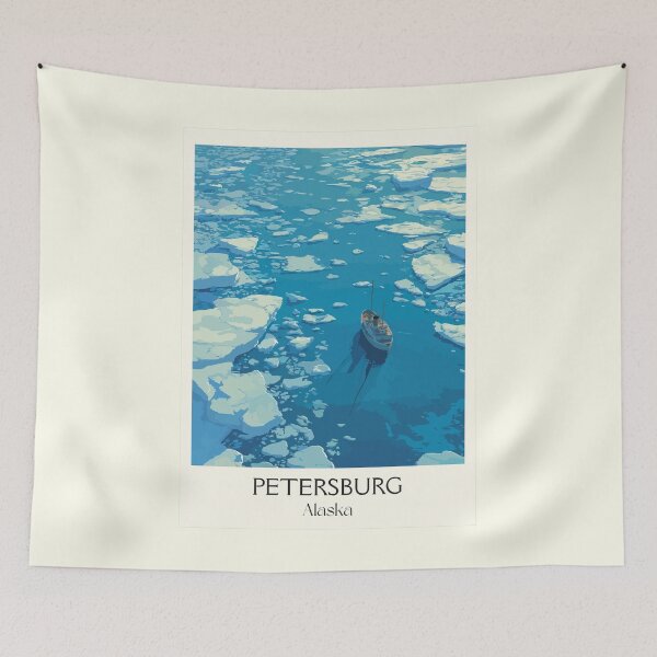 Item preview, Petersburg Alaska Retro Travel Art | Southeast Alaska Marine Wildlife Illustration designed and sold by TuncGK.
