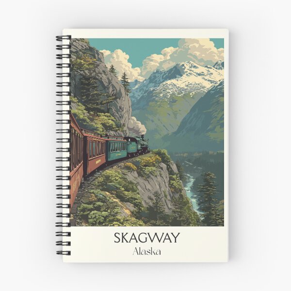 Aperçu de l'œuvre Design de voyage vintage à Skagway, en Alaska | Art ferroviaire de la White Pass & Yukon Route créée et vendue par TuncGK.