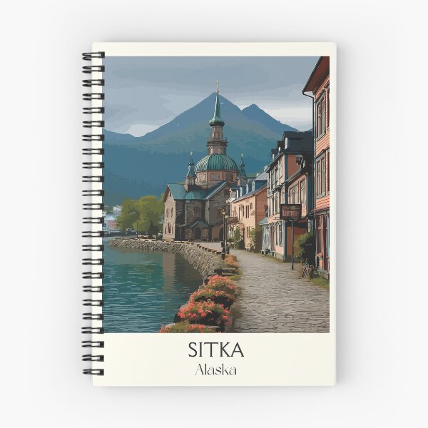 Item preview, Sitka Alaska Retro Travel Art | Historic Russian American Heritage Design designed and sold by TuncGK.