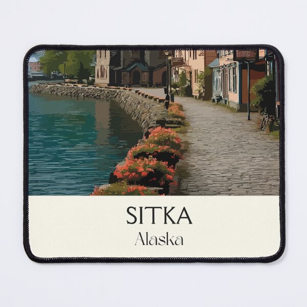 Item preview, Sitka Alaska Retro Travel Art | Historic Russian American Heritage Design designed and sold by TuncGK.