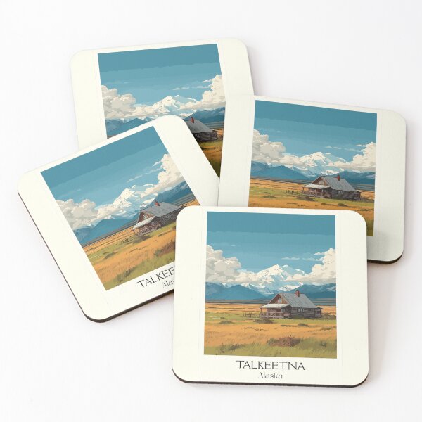 Item preview, Talkeetna Alaska Retro Travel Design | Rustic Cabin and Denali View Art designed and sold by TuncGK.
